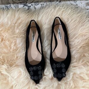 Karl Lagerfeld Black Velvet Heels with Embellishments
